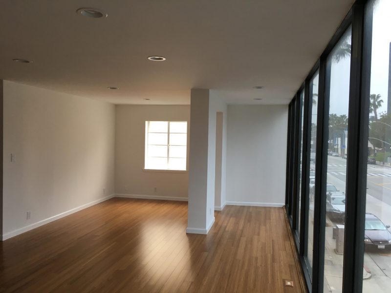 Second floor office space overlooking Wilshire Boulevard.